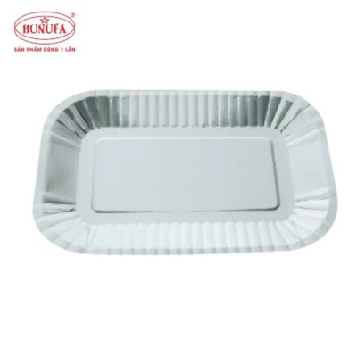 Disposable Rectangular Paper Plate (Premium Paper, White/Gold/Silver, Custom Printing, 199×167 / 243×193 mm)