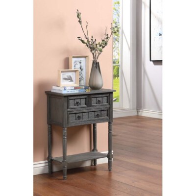 Kendra Hall Table (3 Drawers, 2-Tier Shelving, Rubberwood/MDF, Non-Lead Paint)