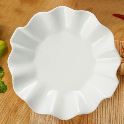 Wavy Round Porcelain Dinner Plate (White, Kiln-Fired, 7–12.5 Inch, CE/EU)