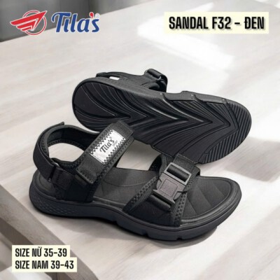 Tilas Fashion Black Webbing-Strap Sandals (Phylon EVA + Synthetic Rubber Sole, Anti-Slip, 3cm Height, Unisex)