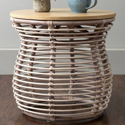 Tai Loc Rattan Flower Stand Table (Natural Rattan, Handmade, D50×H50cm)