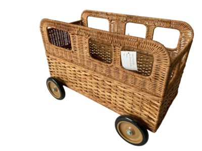 Rattan Bus Basket – Handwoven Kids Storage Basket (Natural, Square)