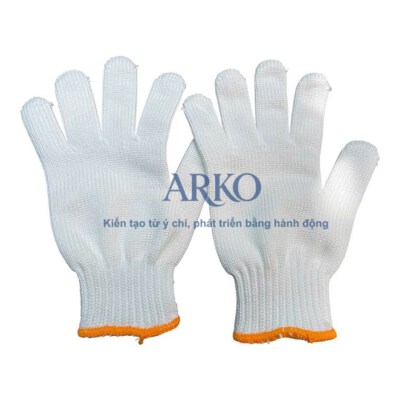 100% Polyester Work Safety Gloves (90g–110g, Freesize, 7G/10G, White)