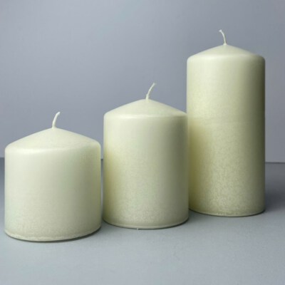 Decorative Pillar Candle (Paraffin Wax, Snowy Textured Finish, Custom Color)
