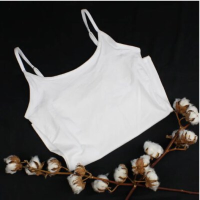 GOTS Certified Organic Cotton Camisole Sleep Top (100% Organic Cotton, Breathable, Quick Dry, Hidden Support, Crisp White, 160 GSM, OEM/ODM, Made In Hanoi, Vietnam)