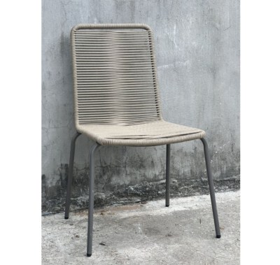 Beige Wavy Rope Stacking Chair (Wicker/Rope Look, Stackable, Foldable, Custom Size, Easy To Clean)