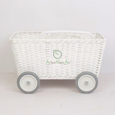Rattan Doll Pram Stroller With Wheels