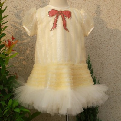 Liana Twinkle Sequin Princess Dress (Hand Beading, Multi-Layer Ball Gown, Knee-Length, Custom Color)