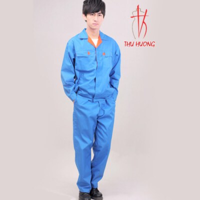 Bộ đồng phục lao động màu xanh dài tay
