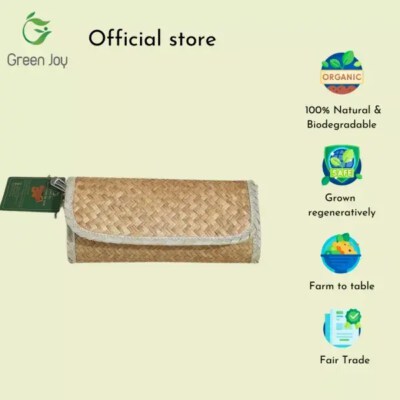Co Bang Grass Wallet (Handwoven, 2 Main Compartments, Zipper Pocket)