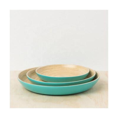 Bộ khay phục vụ tre spun sơn màu ngọc lam