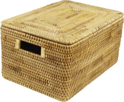 Foldable Natural Rattan Storage Organizer Box