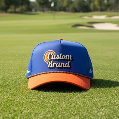 Two-Tone 5-Panel Waterproof Golf Baseball Cap (100% Acrylic, Laser-Cut Vent Holes, Adjustable, Rubber Patch Logo, OEM/ODM)