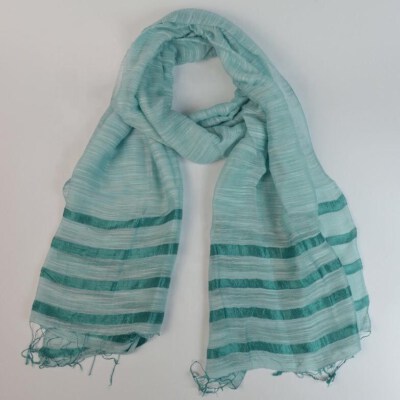 Hand-Drawn Dot Print Silk-Cotton Long Scarf