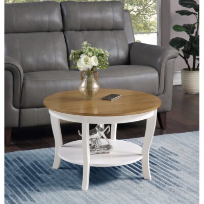 AH Round Coffee Table (Solid Wood & MDF, Veneer Finish, Easy Assembly)