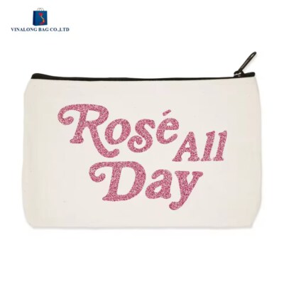 Canvas Zipper Cosmetic Pouch (Custom Print, Zipper Closure, Made In Vietnam)