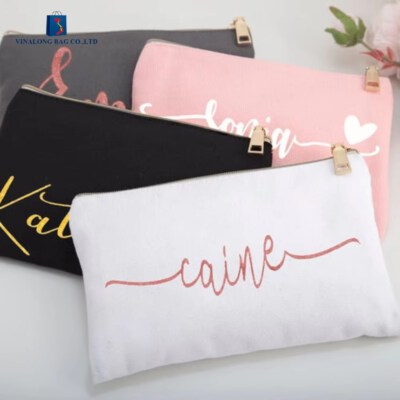 Canvas Zipper Cosmetic Pouch (Custom Print, Zipper Closure)
