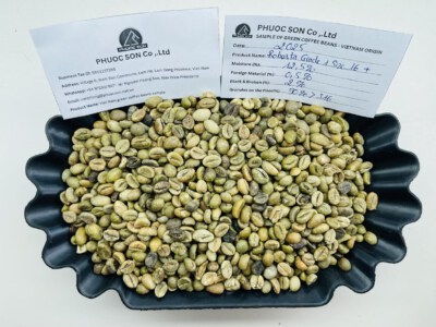 Lam Dong Robusta Green Coffee Beans (Grade 1 Commercial, R18 Predominant, 2% Black & Broken, Natural Dry Process)