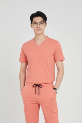 V-Neck Medical Scrub Top (Cotton-Spandex, 280gsm, Breathable, Quick-Dry)