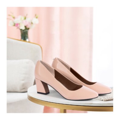 Women’s 5cm Square Heel PU Pumps (Lightweight, Breathable, Anti-Slip, OEM/Private Label)