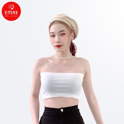 Women’s Strapless Cotton Tube Top (Four-Way Stretch Knit, Body-Fit, Breathable)