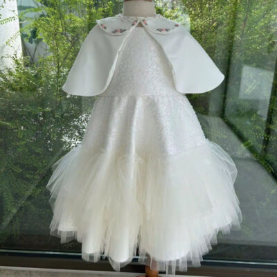 Rosemary Flower Girl Couture Dress (Hand Beading & Embroidery, Custom Color, Knee-Length)