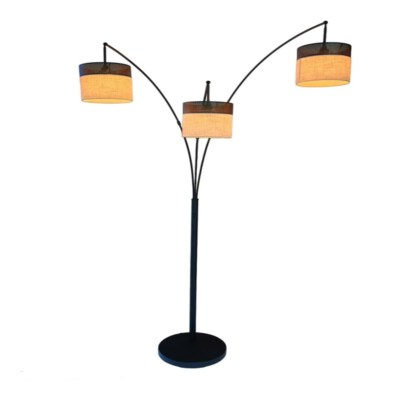 AC Power 3-Head Metal Arc Floor Lamp (Halogen, 60W, 100–240V, IP20)