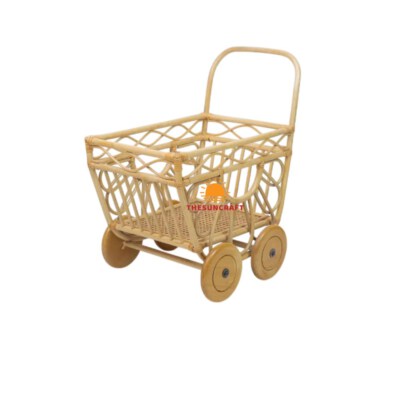 Customizable Handwoven Rattan Doll Stroller