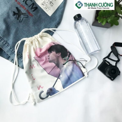 Canvas Drawstring Backpack (Custom Size, Logo Print)