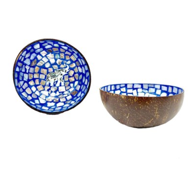 Mother-Of-Pearl Inlay Coconut Shell Lacquer Bowl