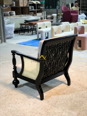 Hemingway High-Back Single Sofa (Ash Wood Frame, Fabric Or Simili Upholstery, Custom Color)