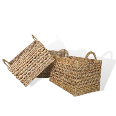 Bộ Giỏ Lưu Trữ Bằng Cây Bèo Nước 3 Chiếc Với Dây Đeo & Nắp Đan