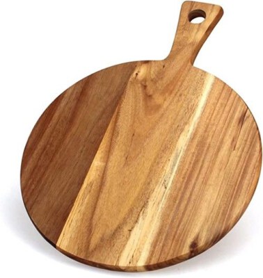 Round Wooden Serving Tray With Handles (Custom Size, Multiple Wood Options, Made In Vietnam)