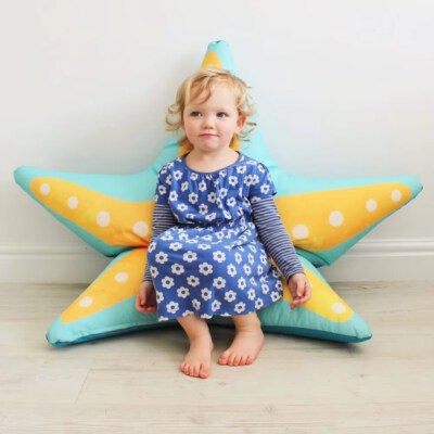 Starfish-Shaped Kids Outdoor Bean Bag Sofa Cover (Custom Color, Removable Cover, Fabric Upholstery)