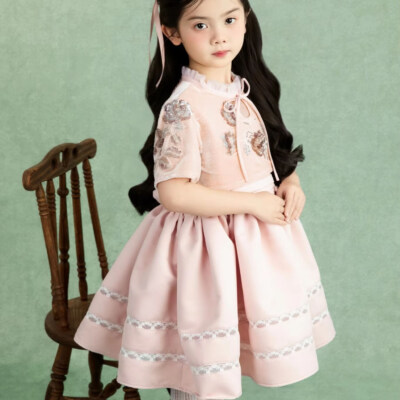 Flora Velvet & Taffeta Flower Girl Dress (Crystal Beading, Sleeveless, Knee-Length, Custom Color)