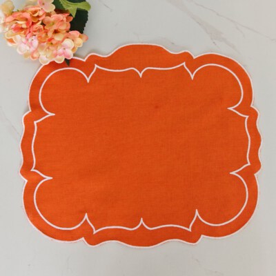 Linen Placemat Napkins (OEKO-TEX Certified 100% European Linen, Embroidered, Reusable, Custom Logo)