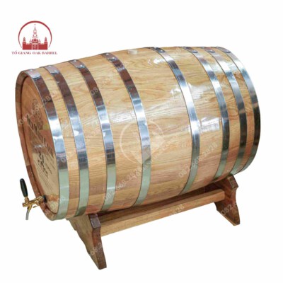 Large-Capacity Oak Aging Barrel 300L (Chrome-Plated Tap, Steel Bands)