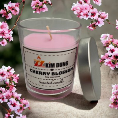 Scented Jar Candle Size M (7 OZ / 200g, Cherry Blossom, Plant Wax Blend)