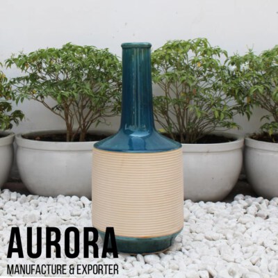 Glazed Ceramic Oval Planter Set (Classic Farmhouse, Blue, Set Of 2)