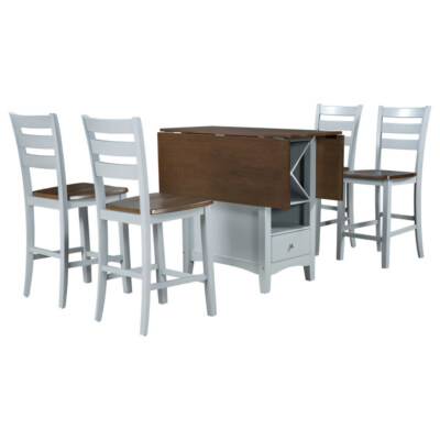 Modern Space-Saving Rubber Wood Dining Table & Chair Set