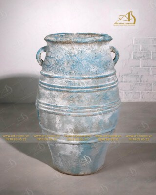 Titanic Teal Shiny Antique Ceramic Flower Pot