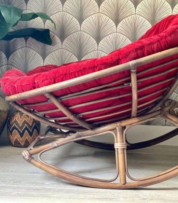 Papasan Rocking Chair (Natural Rattan, Cushion Included, Ø100/Ø120cm)