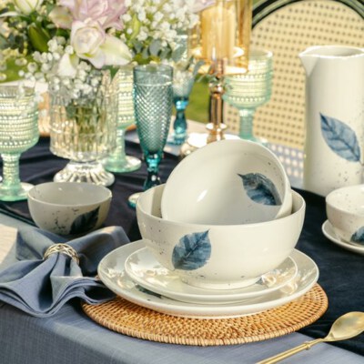 Nature-Inspired Handcrafted Ceramic Collection (Bat Trang High-Fired Stoneware, Neutral Tones, Unique Botanical Textures)