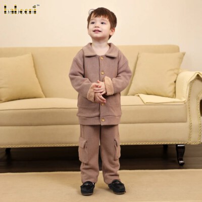 Fleece-Lined Ribbed Knit Boys’ Set