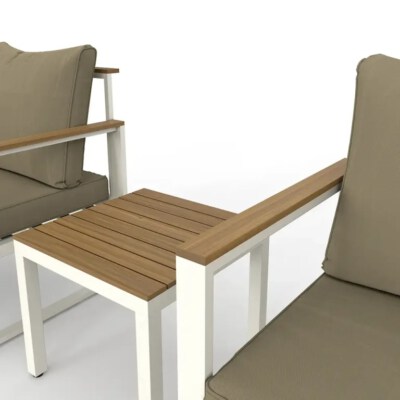 Torvik Outdoor Conversation Set (100% FSC Acacia Wood, Powder-Coated Aluminum Frame, 100% Polyester Cushions, Natural Oil Finish)