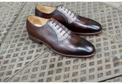M24 Oxford Shoes (French Calf & Crocodile Leather, Stitched Leather Sole)