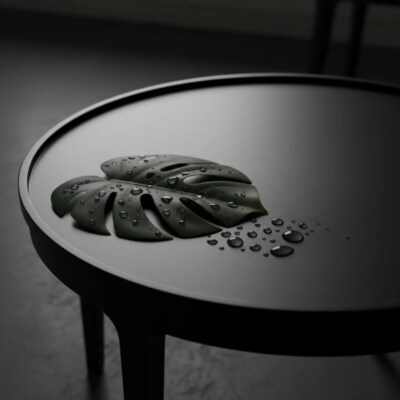 Modern Round Coffee Table (Durable, Easy To Clean, Rubberwood & MDF With Ash Veneer, KD, Black Finish, Made In Vietnam)