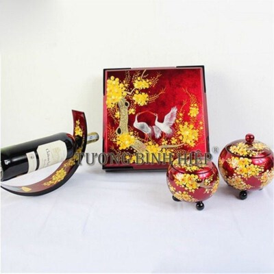Corporate Lacquer Gift Set TET908 (Glossy Red, Handcrafted Motif, CARB P2 MDF)