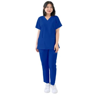 Customizable Unisex V-Neck Medical Scrub Set (Breathable, Comfortable, Summer Uniform)