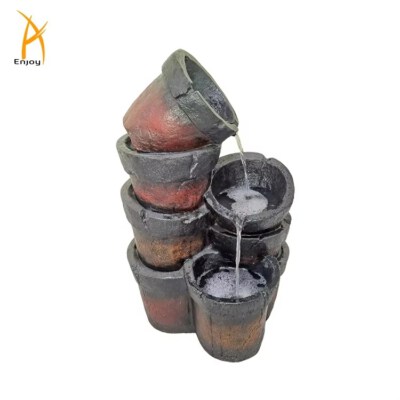 Outdoor Solar Powered Resin Water Fountain (Handmade, Weather-Resistant, With Water Pump & Light)